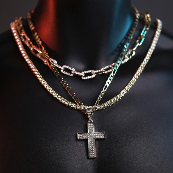 14k Men's Gold 20" Chain and Cross Pendant